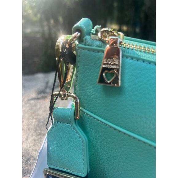 LOVE MOSCHINO Crossbody Bag PU Leather Branded Charms Zip Closure w/Dusty - Picture 6 of 15